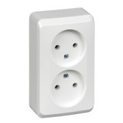 ЭТЮД Розетка двойная наружная без заземления без шторок белая