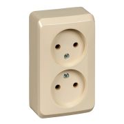 ЭТЮД Розетка двойная наружная без заземления без шторок бежевая