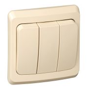 ЭТЮД Выключатель трехклавишный скрытый бежевый