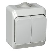 ЭТЮД Выключатель двухклавишный наружный IP44 серый