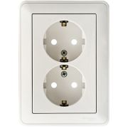 W59 Розетка двойная скрытая с заземлением 16А белая