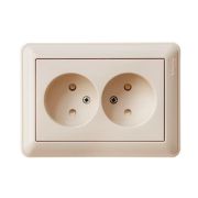 W59 Розетка двойная скрытая без заземления 16А бежевая