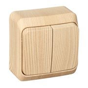 ЭТЮД Выключатель двухклавишный наружный сосна сх.5