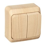 ЭТЮД Выключатель двухклавишный наружный с подсветкой Сосна