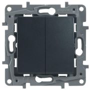 Переключатель 2-кл. СП Etika Plus 10А IP20 250В 10AX безвинтов. зажимы механизм антрацит IEK 672612
