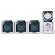 Розетка 4-м ОП Гермес Plus РСб24-3-ГПБд 16А IP54 с заземл. с дым. крышкой бел. IEK ERMP42-K03-16-54-EC