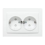 Розетка 2-м СП Минск 16А IP20 с заземл. защ. шторки бел. Basic EKF ERR16-128-100